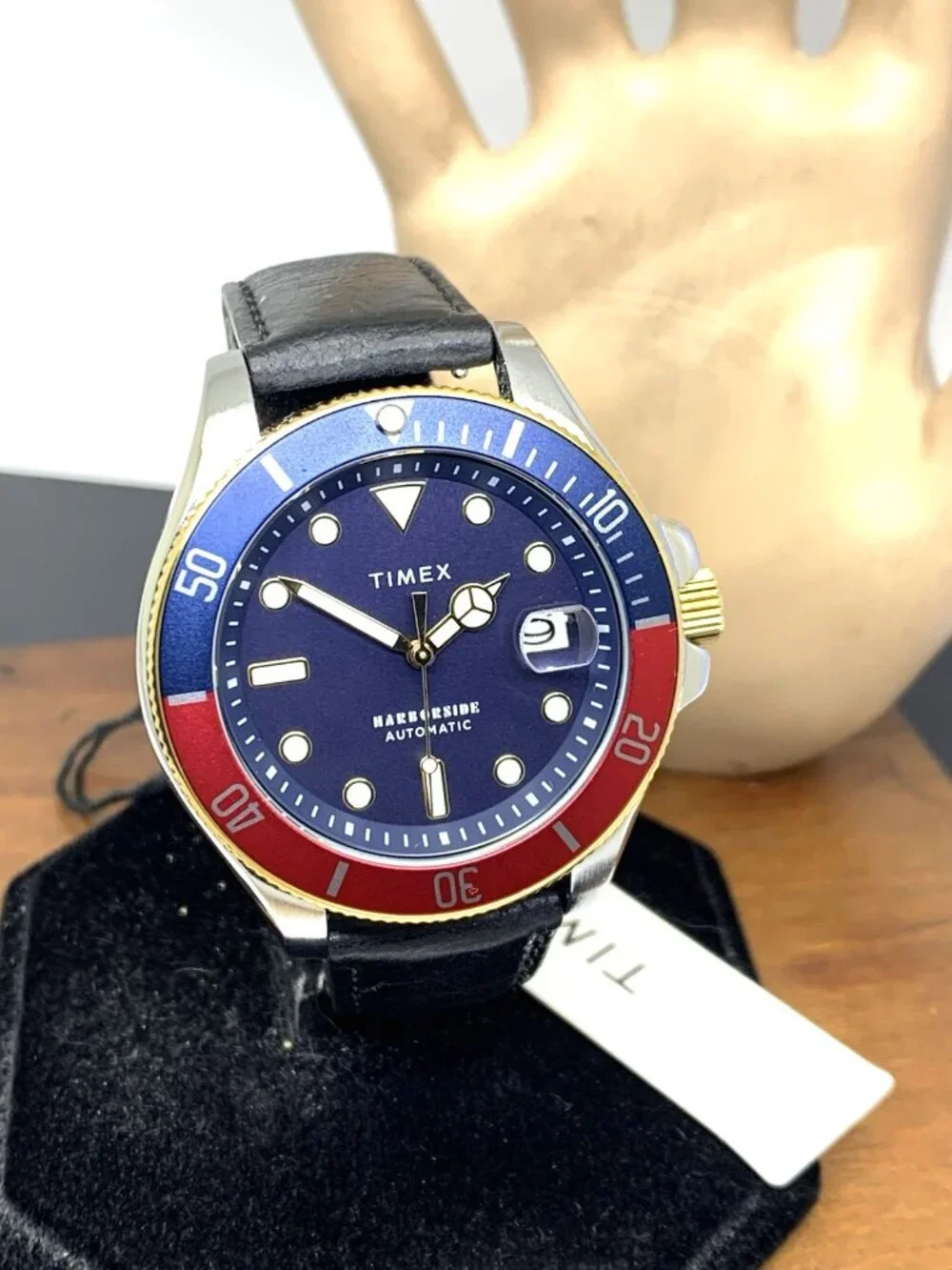 Timex Men's Watch TW2V72200 Harborside Automatic Blue Dial Leather Strap 44mm